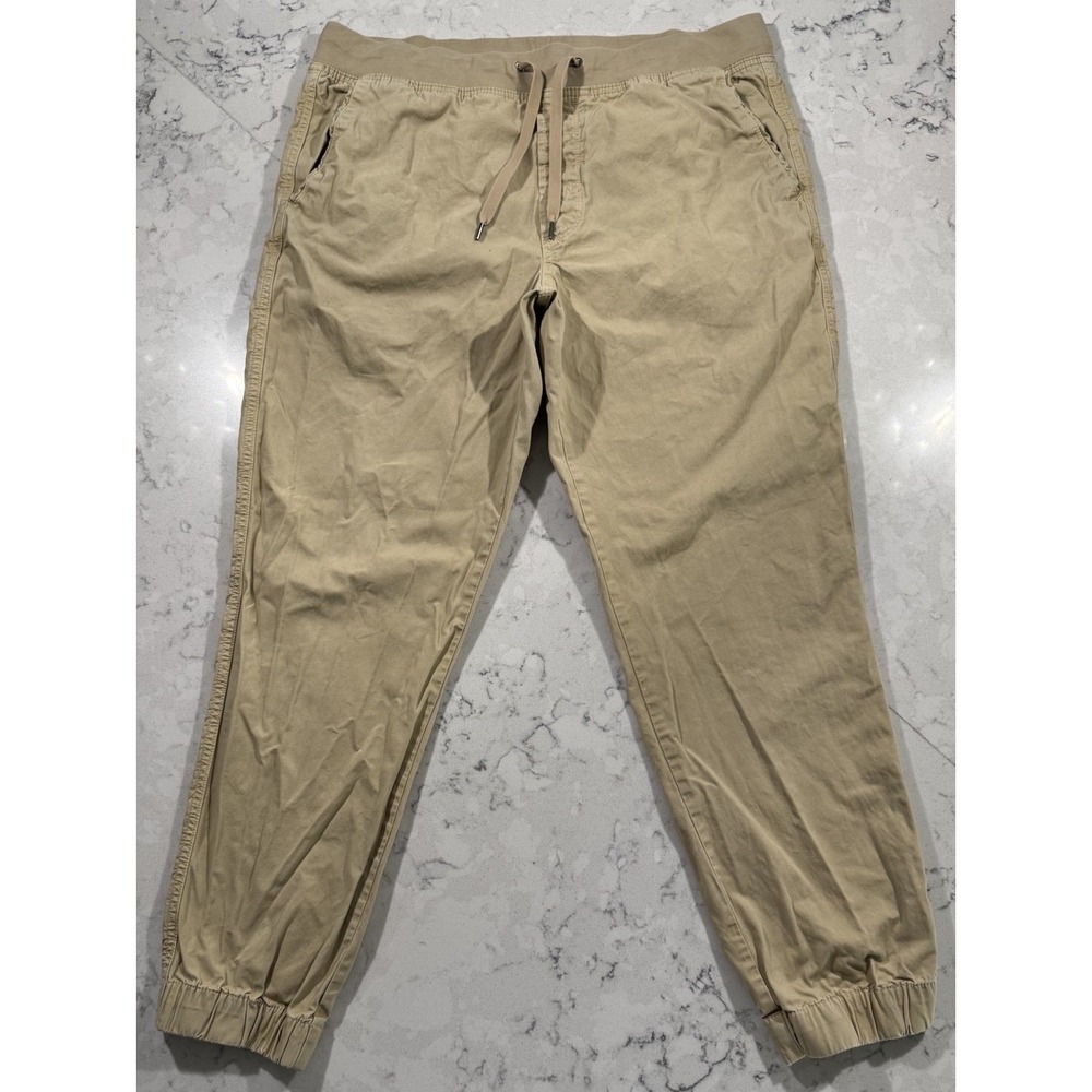 GAP Jogger Pants Mens Large Khaki Elastic Waist Drawstring Casual Lounge